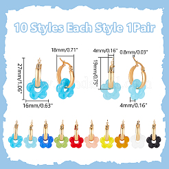 10 Pairs 10 Colors Handmade Lampwork with 304 Stainless Steel Hoop Earrings&nbsp;EJEW-WR00001