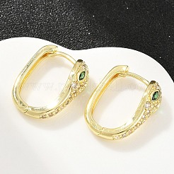 Brass Micro Pave Cubic Zirconia Hoop Earrings&nbsp;KK-CBAD104-04G-G