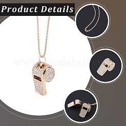 Alloy Crystal Rhinestone Whistle Pendant Necklaces&nbsp;NJEW-WH20001-24G-01