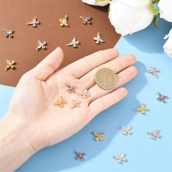4Pcs 4 Colors Brass Micro Pave Cubic Zirconia Pendants&nbsp;KK-YW0003-85
