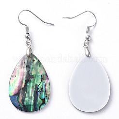 Abalone Shell/Paua Shell Dangle Earrings&nbsp;EJEW-K081-02B