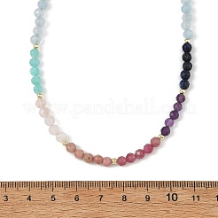 Natural Rhodonite & Tourmaline & Amethyst & Amazonite & Lapis Lazuli& White Jade & Rose Quartz Faceted Round Beaded Necklaces&nbsp;NJEW-JN06600