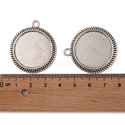 Tibetan Style Alloy Flat Round Pendant Cabochon Settings&nbsp;X-TIBEP-M022-54AS