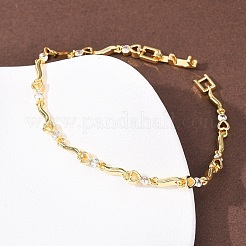 Brass Micro Pave Clear Cubic Zirconia Link Chain Bracelets for Women&nbsp;BJEW-D387-02G