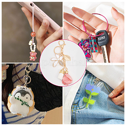 2Pcs 2 Colors Flower Keychain Rhinestone Tassel Leaf Key Ring&nbsp;KEYC-CA0001-44