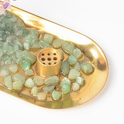 Natural Amethyst Money & Rose Quartz Tree Buddha Sculpture Set Incense Burner & Natural Green Aventurine on Trays for Wealth&nbsp;DJEW-G027-19RG-08