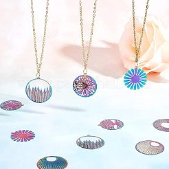 24Pcs 6 Style Ion Plating(IP) 201 Stainless Steel Filigree Pendants&nbsp;STAS-UN0033-12