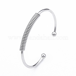 Non-Tarnish 304 Stainless Steel Open Cuff Bangle for Girl Women&nbsp;BJEW-N013-008P