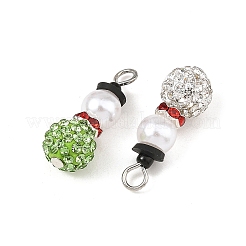 Christmas Handmade Polymer Clay with Rhinestone Pendants&nbsp;PALLOY-JF06037