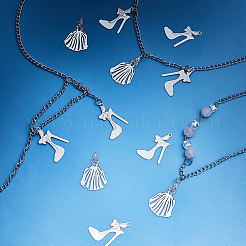 100Pcs 2 Style 201 Stainless Steel Stilettos Filigree Pendants&nbsp;STAS-DC0007-96