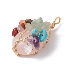 Natural & Synthetic Mixed Stone Copper Wire Wrapped Teardrop Pendants&nbsp;PALLOY-JF02846