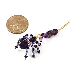 Halloween Theme Spider & Skull Dyed Synthetic Turquoise & Glass Seed Beads Pendant Decorations&nbsp;HJEW-MZ00282-06