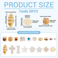 36Pcs 18 Styles Handmade Porcelain Beads&nbsp;PORC-TA0001-41