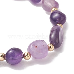 Natural Amethyst & Brass Beads Stretch Bracelets for Women&nbsp;BJEW-JB13414-01