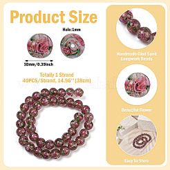 1 Strand Handmade Glod Sand Lampwork Beads Strands&nbsp;LAMP-TA0002-09B