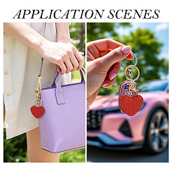 Handmade Polymer Clay Rhinestone Heart Keychains&nbsp;KEYC-TAC00068-01