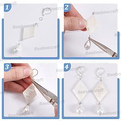 100Pcs 2 Colors 316L Surgical Stainless Steel Leverback Earring Findings&nbsp;STAS-BBC0010-92