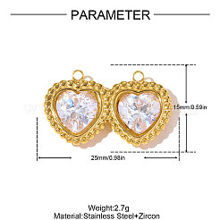 304 Stainless Steel Pave Cubic Zirconia Pendants&nbsp;STAS-OY010-42G