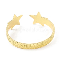 Rack Plating Brass Double Star Open Cuff Bangle for Women&nbsp;BJEW-I302-01G