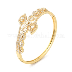 Clear Cubic Zirconia Teardrop Hinged Bangle&nbsp;BJEW-L681-002G