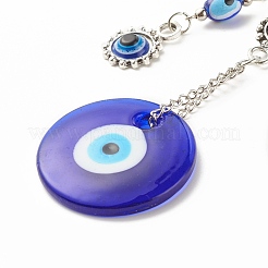 Alloy & Glass Turkish Blue Evil Eye Pendant Decoration&nbsp;HJEW-I008-02AS