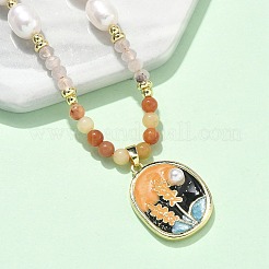Natural Myanmar Jade Pendant Necklaces for Women&nbsp;NJEW-G165-01B-G
