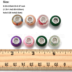 40Pcs 4 Styles AB Color Opaque Resin Imitation Porcelain European Large Hole Rondelle Beads&nbsp;RPDL-FP0001-01