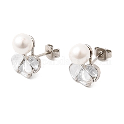 Brass Enamel Stud Earrings&nbsp;KK-CBAB173-02E-P