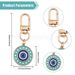 8Pcs 4 Colors Round Evil Eye Rhinestone Enamel Pendant Decorations&nbsp;HJEW-GL0001-09