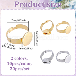 20Pcs 2 Colors Adjustable 304 Stainless Steel Finger Rings Components&nbsp;STAS-NB0002-74