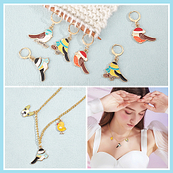 12Pcs 4 Style Alloy Enamel Bird Charms Locking Stitch Makers&nbsp;HJEW-PH01590