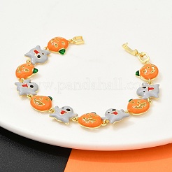 Halloween Brass Enamel Link Bracelets for Women&nbsp;BJEW-B149-01P
