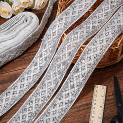 Polyester Rhombus Embroidery Lace Trim&nbsp;OCOR-WH0090-83B