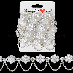 Flower Plastic Pearl & Iron & Crystal Rhinestone Chains&nbsp;CH-WH20003-01