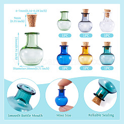 6Pcs 6 Colors Round Glass Cork Bottles Ornament&nbsp;AJEW-TA0001-75