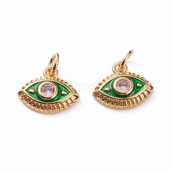 Brass Micro Pave Clear Cubic Zirconia Charms&nbsp;KK-C100-15G