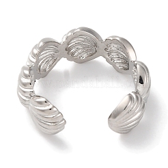 Rack Plating Shell Shape Brass Open Cuff Rings for Women&nbsp;RJEW-S242-04P