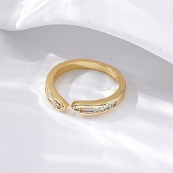Brass Micro Pave Cubic Zirconia Open Cuff Rings for Women&nbsp;LS-RJEW-G341-03G-02