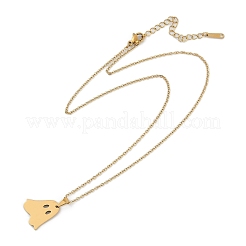 Halloween Series 202 Stainless Steel Cable Chain Ghost Pendant Necklaces&nbsp;LS-NJEW-S005-01G-C