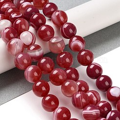 Natural Striped Agate/Banded Agate Beads Strands&nbsp;G-Z060-A01-C15