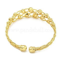 Rack Plating Brass Beaded Cuff Bangles&nbsp;BJEW-B106-15G