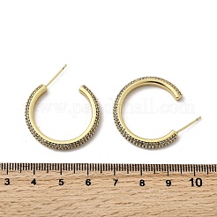 Brass Clear Cubic Zirconia C-Shaped Stud Earrings&nbsp;EJEW-L261-026G