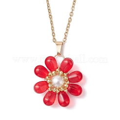 Glass & Glass Pearl Beads Pendants Necklaces for Women&nbsp;NJEW-MZ00106-06