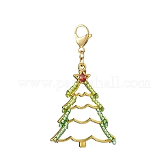 3Pcs Christmas Theme Glass Seed & Alloy Pendants Decorations&nbsp;HJEW-MZ00312