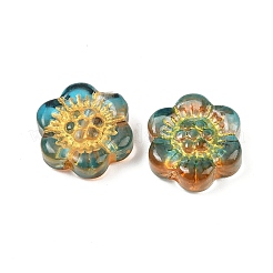 Baking Paint and Golden Metal Enlaced Glass Beads&nbsp;DGLA-T004-10K