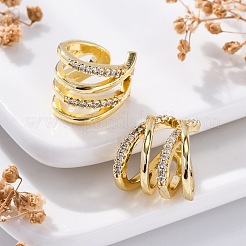 Rack Plating Brass Micro Pave Clear Cubic Zirconia Cuff Earrings&nbsp;EJEW-H147-08G