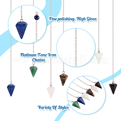 6Pcs 6 Style Natural & Synthetic Hexagonal Pointed Dowsing Pendulums&nbsp;G-FW0001-22