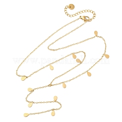 304 Stainless Steel Teardrop Tassel Y Necklaces&nbsp;NJEW-R026-24G