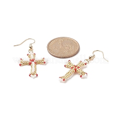 Japanese Seed Braided Cross Dangle Earrings&nbsp;EJEW-MZ00040