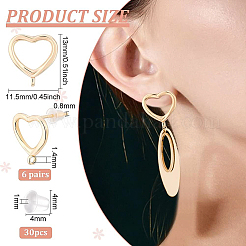 6 Pairs Brass Stud Earring Findings&nbsp;KK-BC0008-61